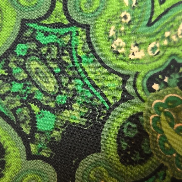 London Style-Green & blk. paisley print 3/4 dress V neck Sz 8 NWT. - Picture 4 of 12